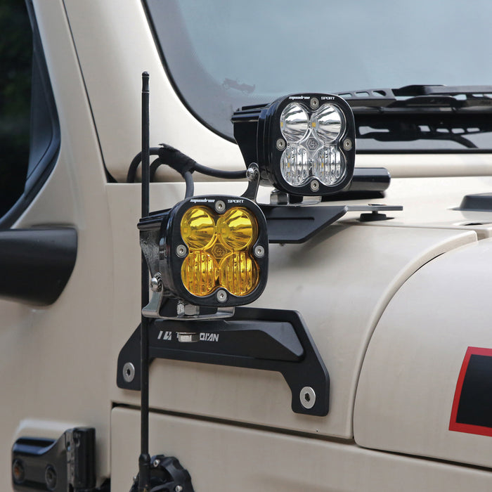 FOR Jeep Wrangler JK JL 4XE JT 18-22 Dual A-Pillar Light Mounting