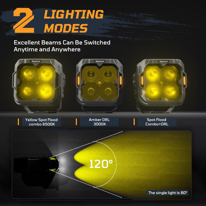 Tequison Sport version 40W/ 3 Inch Pod Light For A1-Series (Yellow Combo Beam)A SET