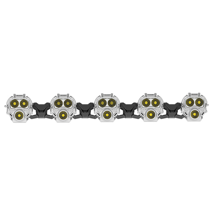 Tequsion Monster 1 Universal 5 Pods Light Bar Combo Yellow LED Pod Light 73W Per Light IP68 Waterproof DRL Off Road ADC12 Die Cast Aluminum Housing PC Lens 9-32V for Jeep Ford GWM Toyota Truck Pickup ATV UTV SUV